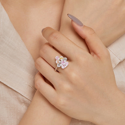 [Amore]Sparkling Colorful Water Drop Shape Daily Ring