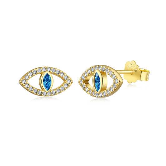 [Amore]Blue Devil Eyes Hollow Stud Earrings