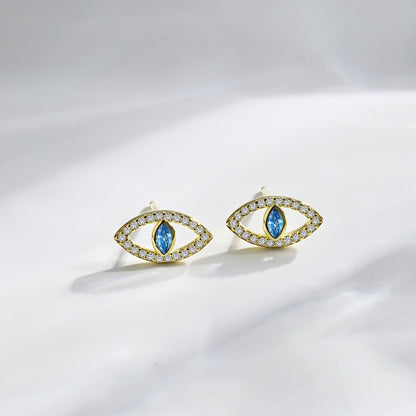 [Amore]Blue Devil Eyes Hollow Stud Earrings