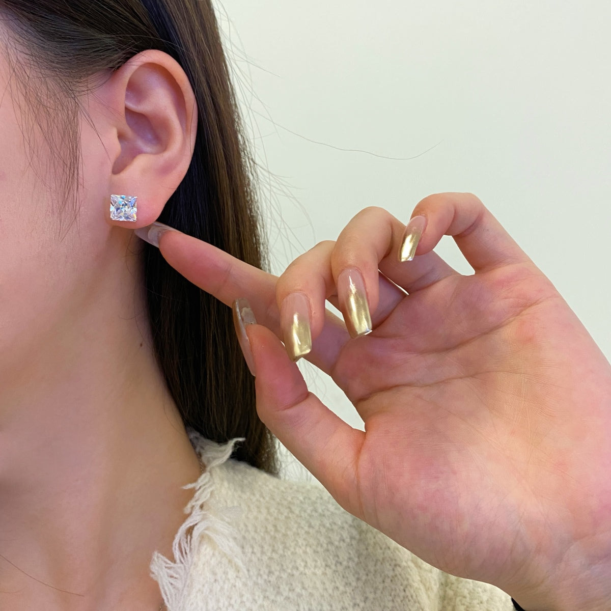 [Amore]Ornate Square Shape Earrings