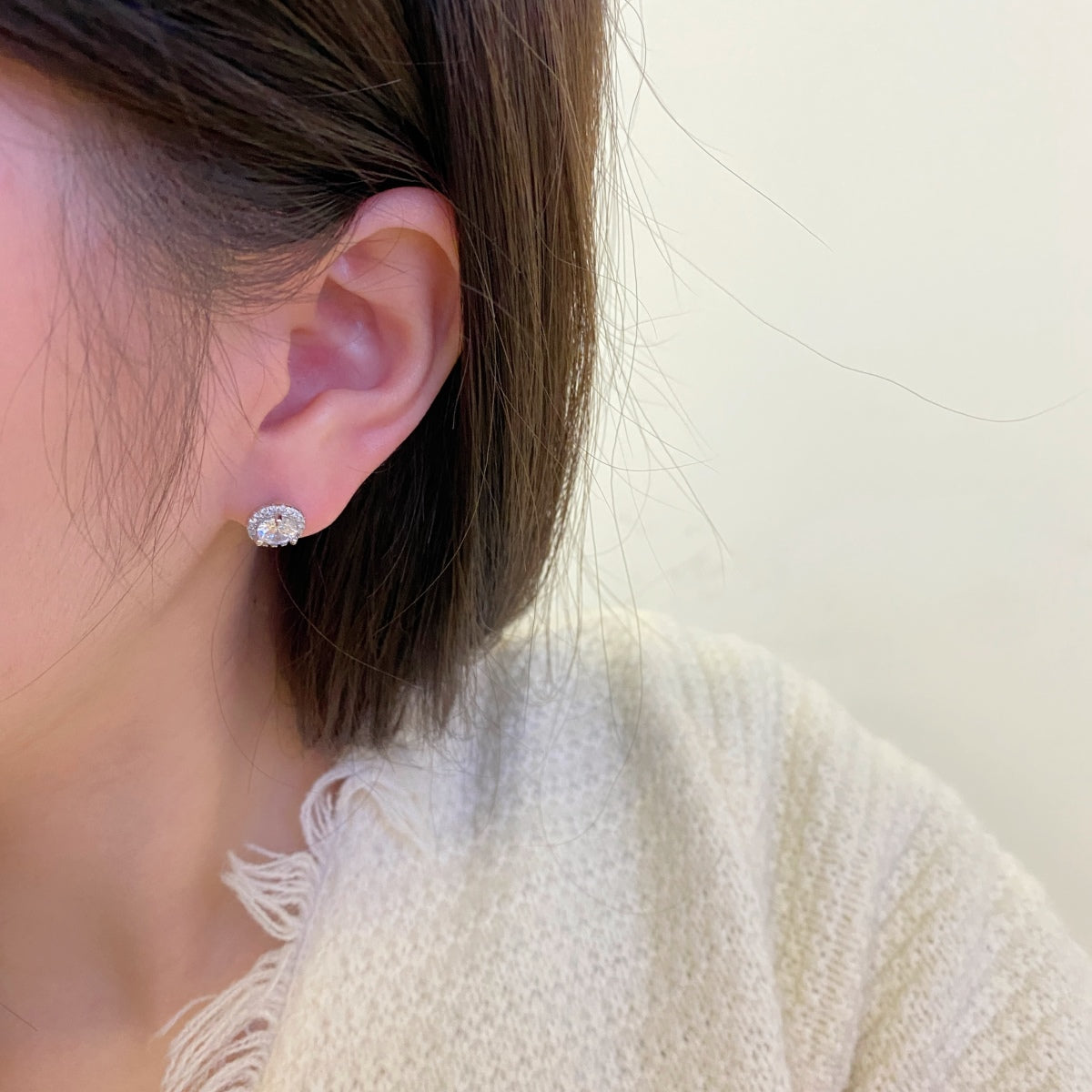 [Amore]Classic Princess Round Shape Earrings