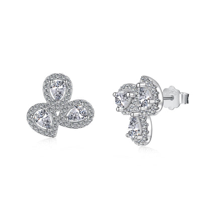 [Amore]Ornate Flower Shape Pear Cut Lover Earrings