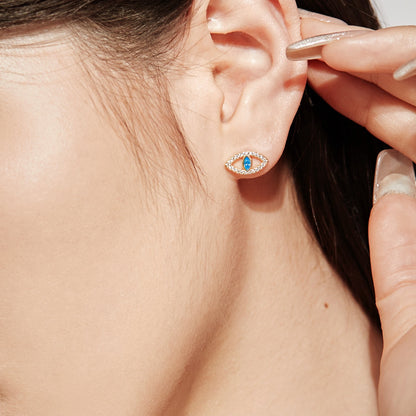 [Amore]Blue Devil Eyes Hollow Stud Earrings