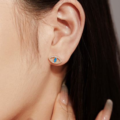 [Amore]Blue Devil Eyes Hollow Stud Earrings