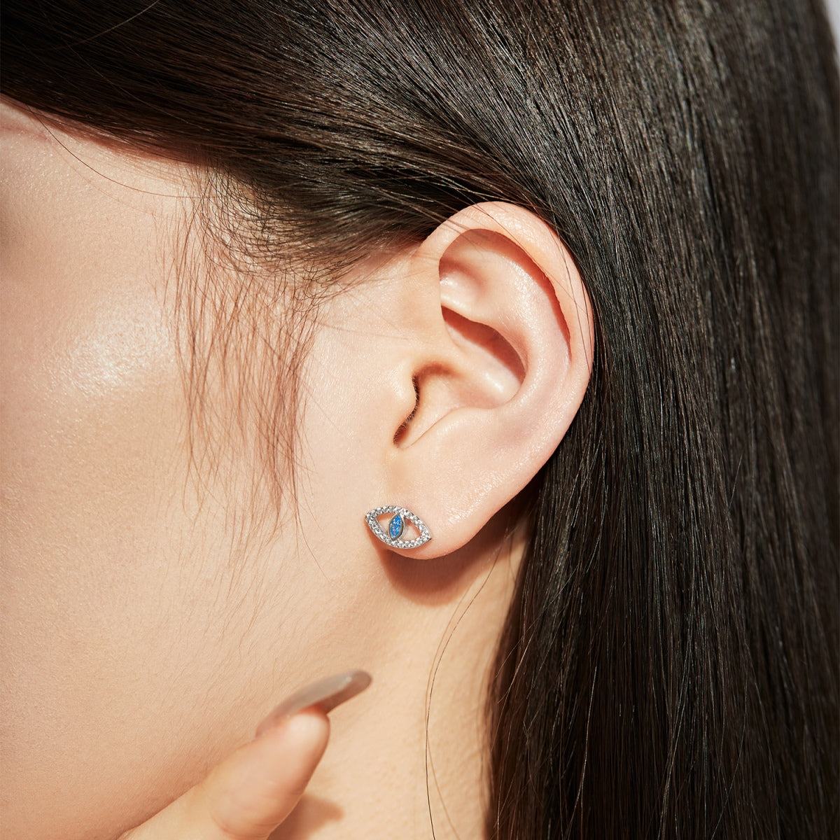 [Amore]Blue Devil Eyes Hollow Stud Earrings