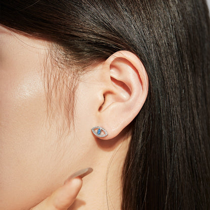 [Amore]Blue Devil Eyes Hollow Stud Earrings