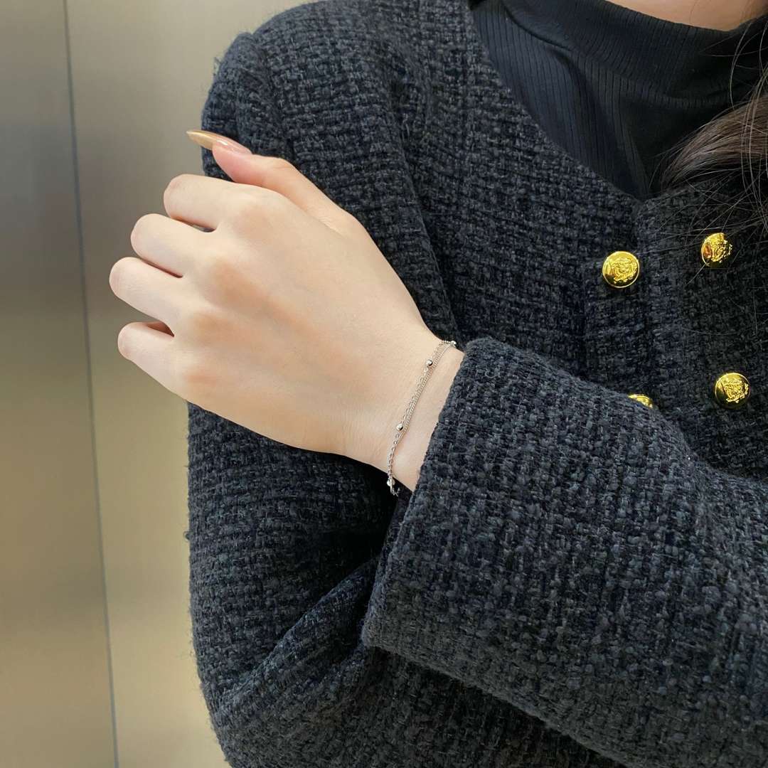 [Amore]Delicate Bead Double Layer Bracelet