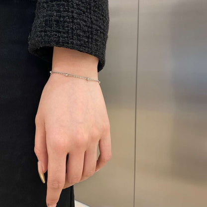 [Amore]Delicate Bead Double Layer Bracelet