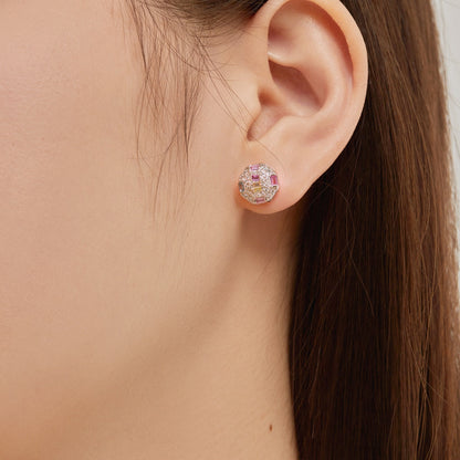 [Amore]Ornate Colorful Octagon Shape Daily Earrings