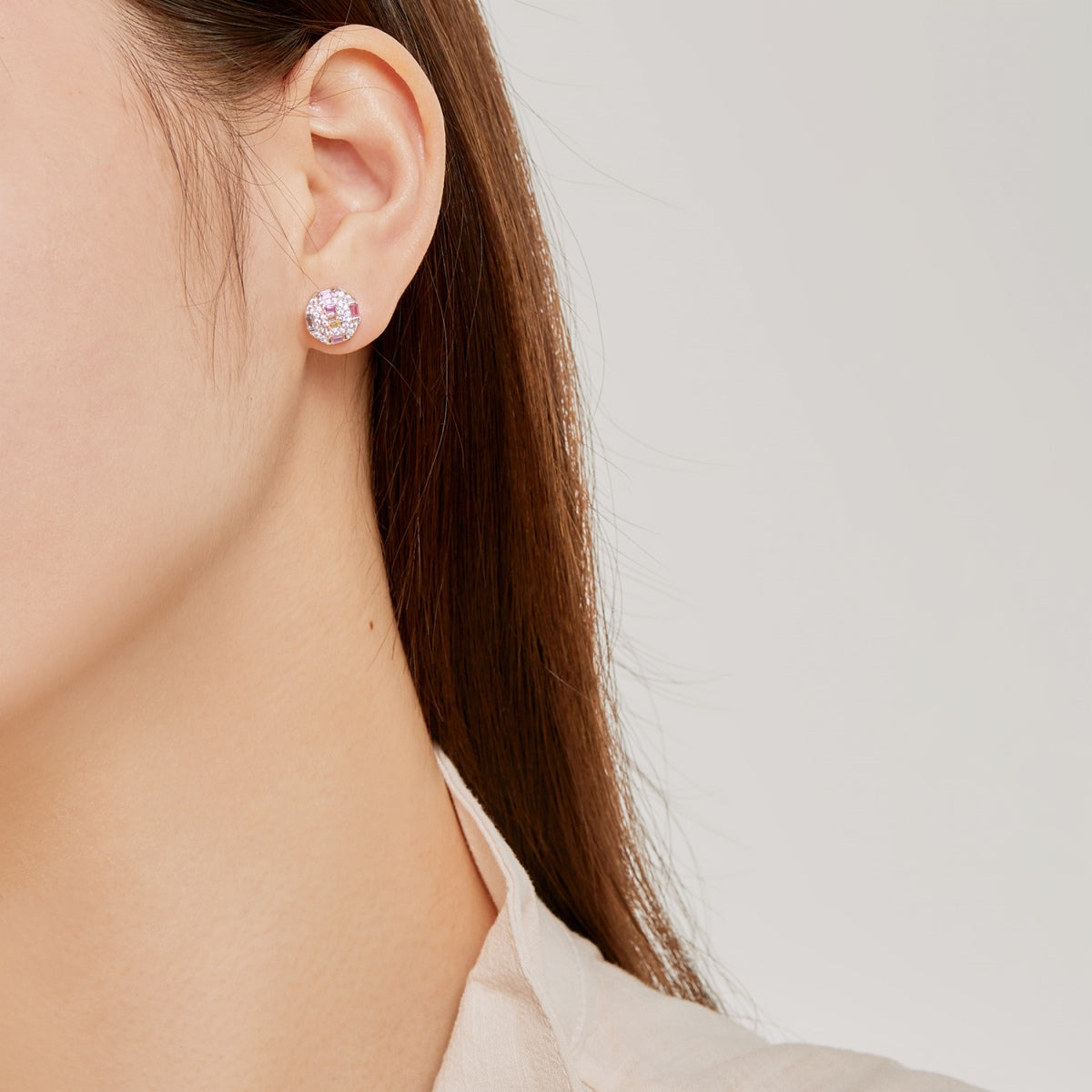 [Amore]Ornate Colorful Octagon Shape Daily Earrings