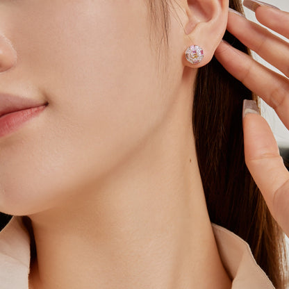 [Amore]Ornate Colorful Octagon Shape Daily Earrings