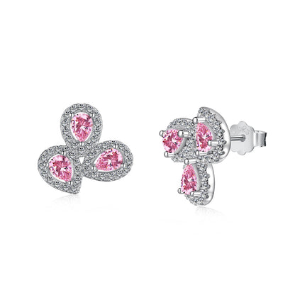 [Amore]Ornate Flower Shape Pear Cut Lover Earrings
