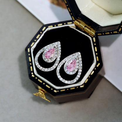 [Amore]Sparkling Delicate Water Drop Shape Daily Earrings