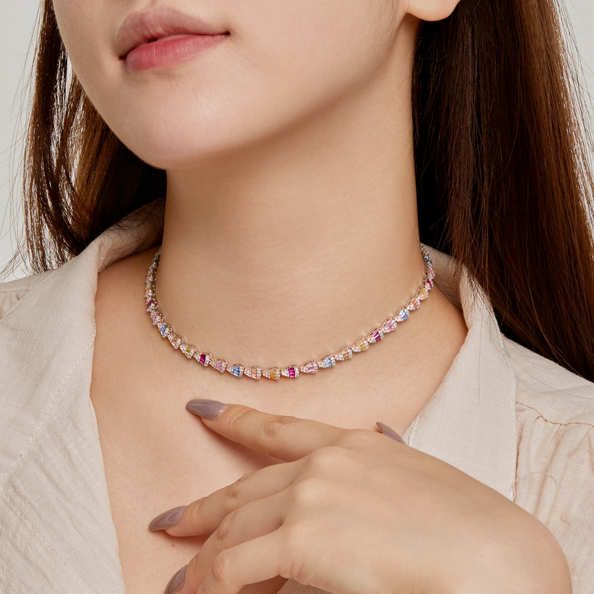 [Amore]Radiant Colorful Rainbow Necklace