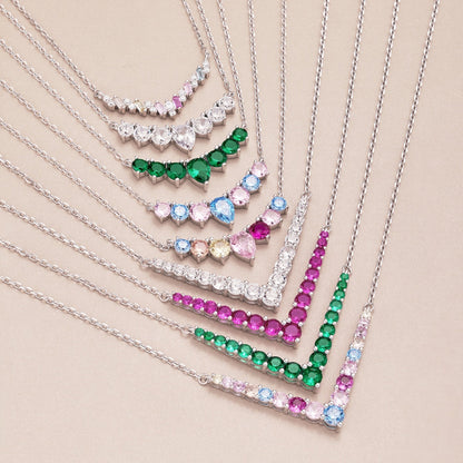 [Amore]Dainty Colorful Heart Necklace