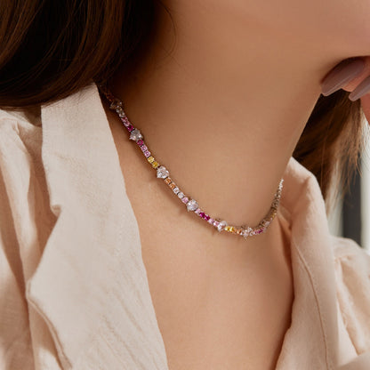[Amore]Delicate Colorful Rainbow Tennis Chain