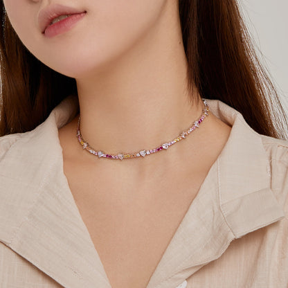 [Amore]Delicate Colorful Rainbow Tennis Chain