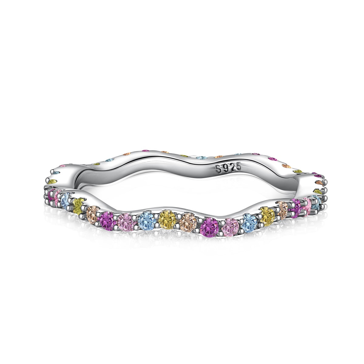 [Amore]Dainty Colorful Round Cut Party Ring
