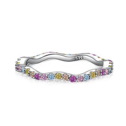 [Amore]Dainty Colorful Round Cut Party Ring