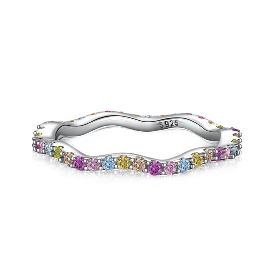 [Amore]Dainty Colorful Round Cut Party Ring
