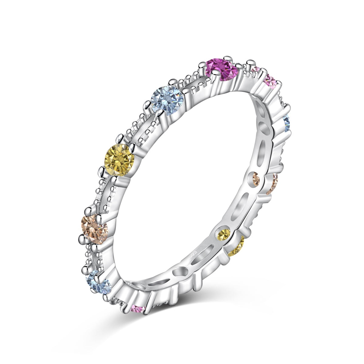 [Amore]Sparkling Colorful Round Cut Tennis Ring