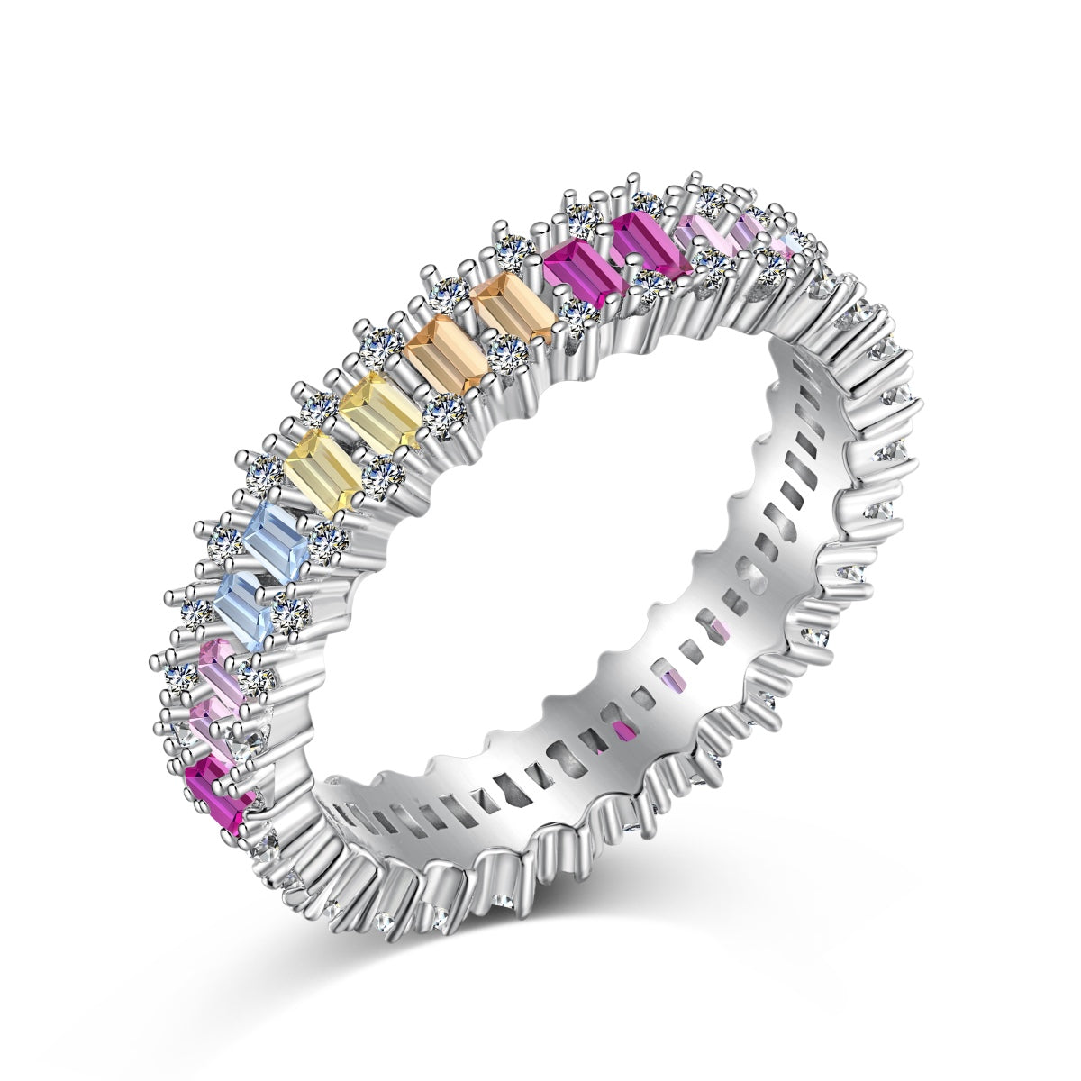 [Amore]Splashy Ornate Emerald Cut Cocktail Ring