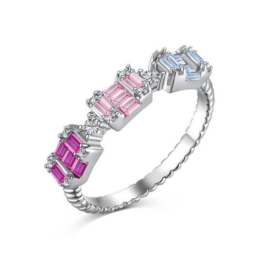 [Amore]Unique Colorful Emerald Cut Party Ring