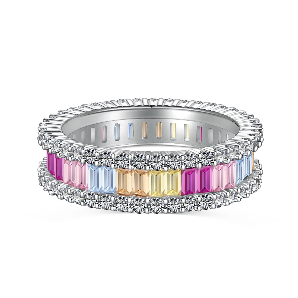 [Amore]Dainty Kaleidoscopic Emerald Cut Daily Ring