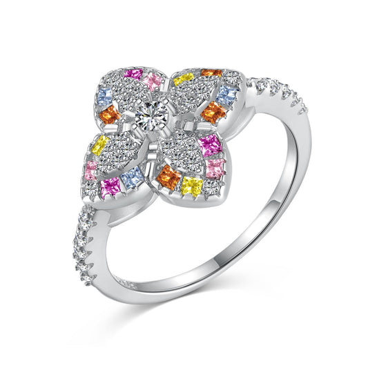 [Amore]Luxurious Colorful Flower Shape Banquet Ring