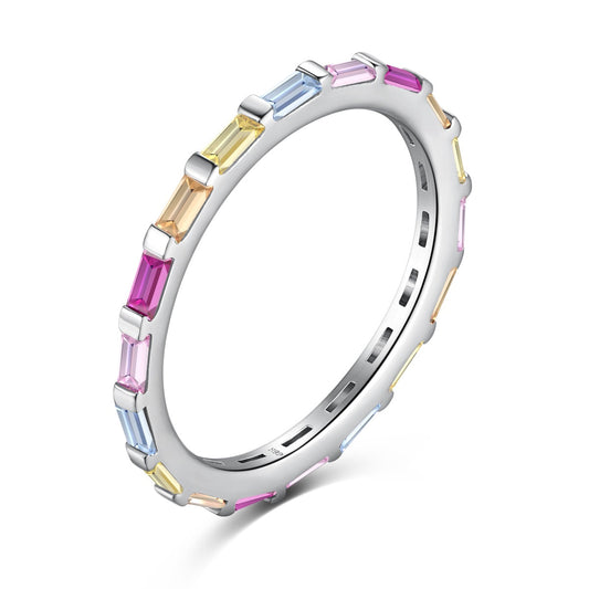 [Amore]Exquisite Multicolored Emerald Cut Daily Ring