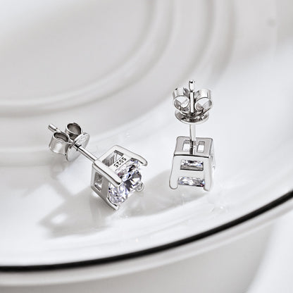 [Amore]1.0 Carat Radiant Princess Cut Wedding Earrings