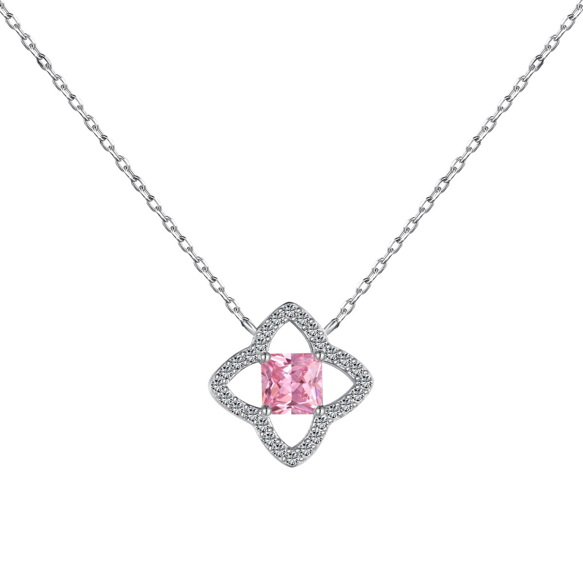 [Amore]Exquisite Flower Shape Princess Cut Necklace