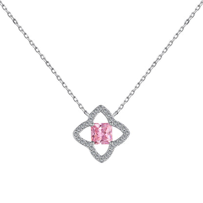 [Amore]Exquisite Flower Shape Princess Cut Necklace
