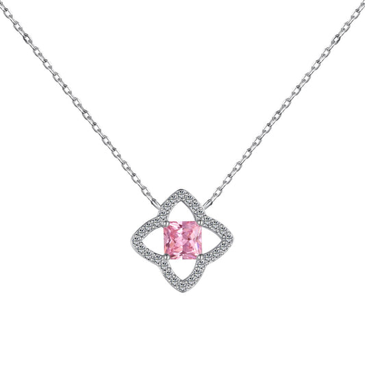 [Amore]Exquisite Flower Shape Princess Cut Necklace