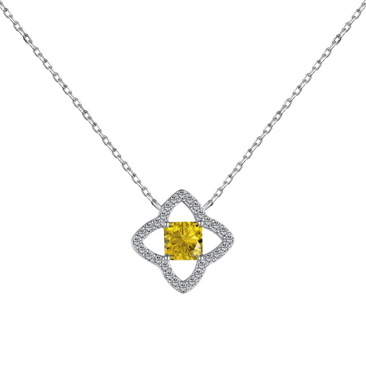 [Amore]Exquisite Flower Shape Princess Cut Necklace