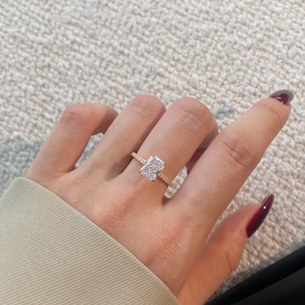 [Amore]2.0 Carat Dazzling Sparkling Radiant Cut Party Ring