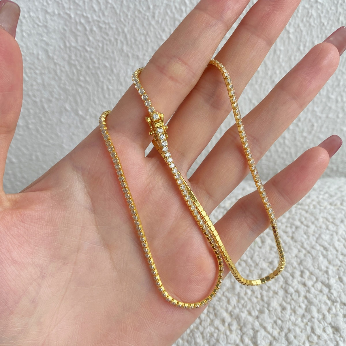 [Amore]Delicate Round Shape Tennis Necklace