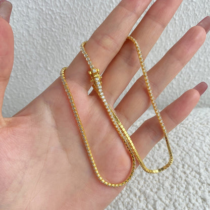 [Amore]Delicate Round Shape Tennis Necklace