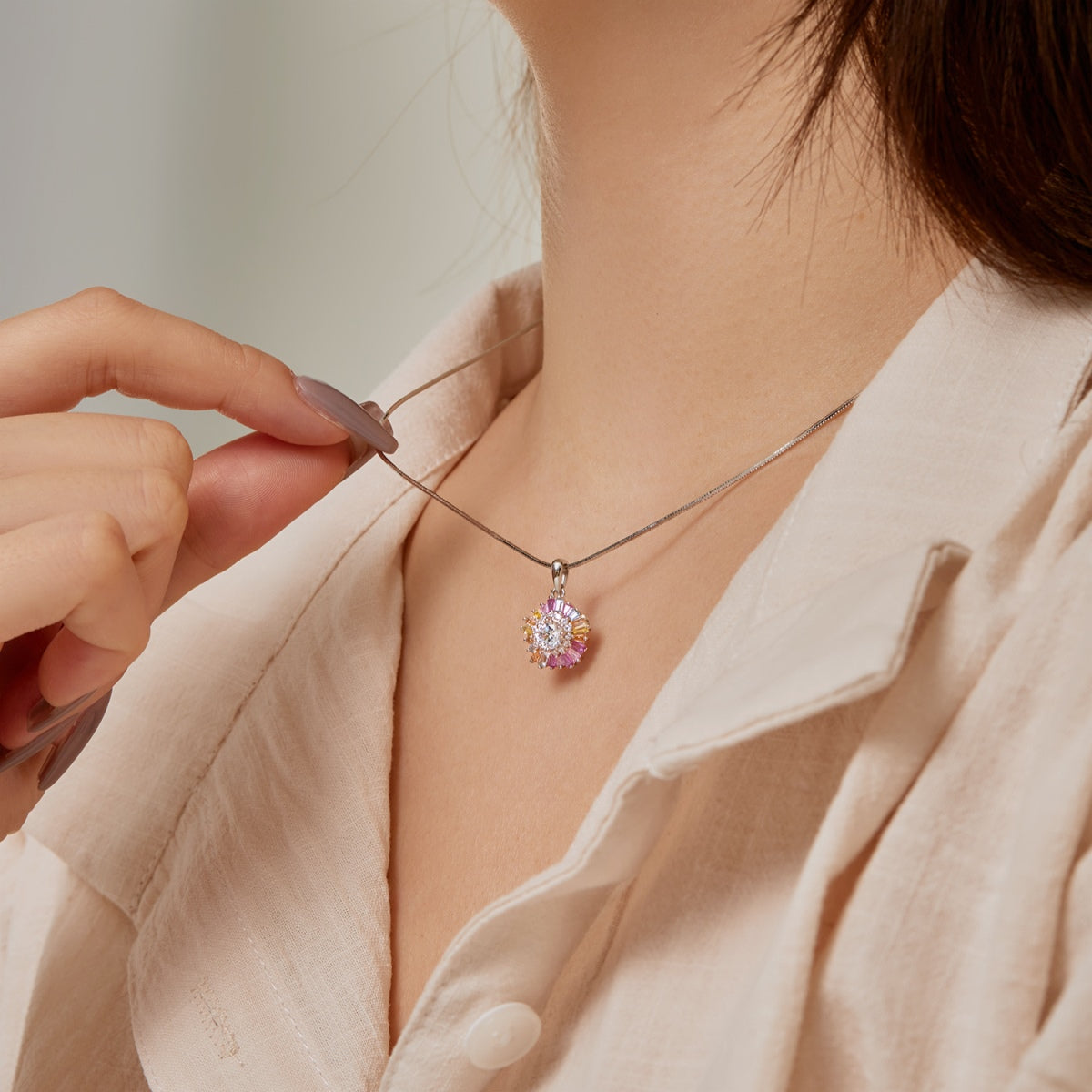 [Amore]Charming Flower Colorful Necklace