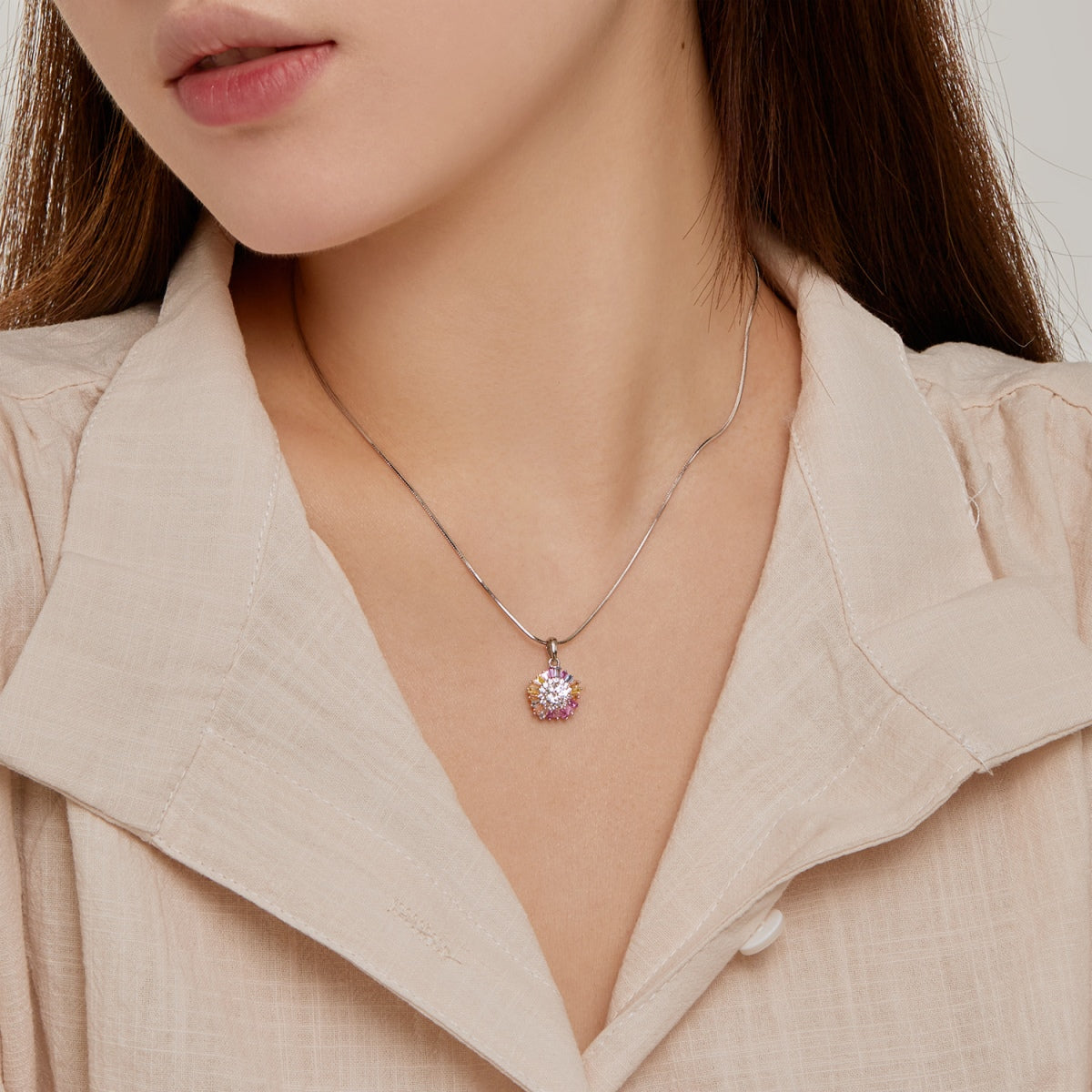 [Amore]Charming Flower Colorful Necklace