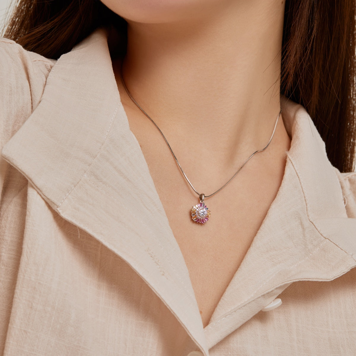 [Amore]Charming Flower Colorful Necklace