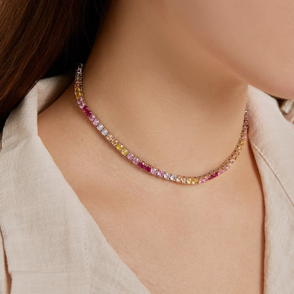 [Amore]Delicate Colorful Tennis Necklace