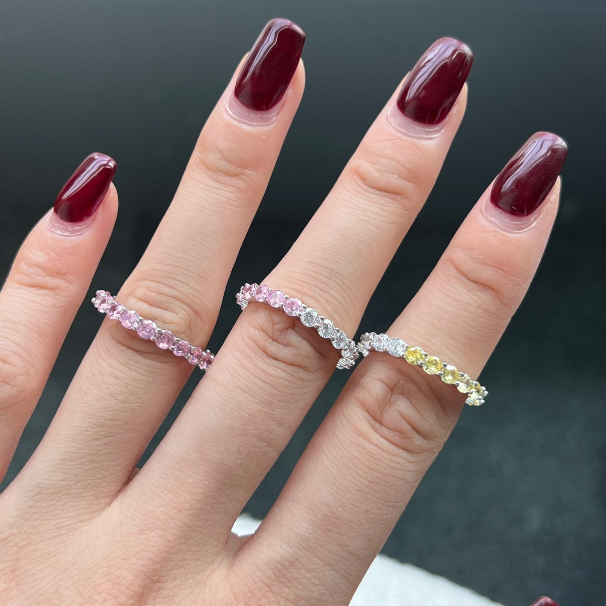 [Amore]Sparkling Round Cut Tennis Ring