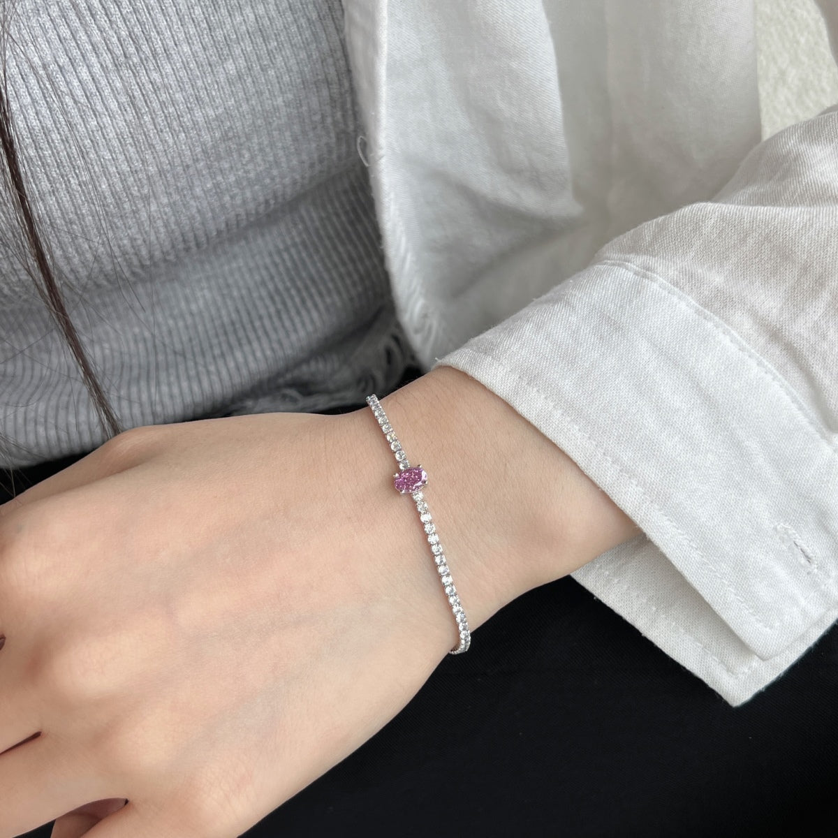 [Amore]0.75 Carat Exquisite Oval Cut Daily Bracelet