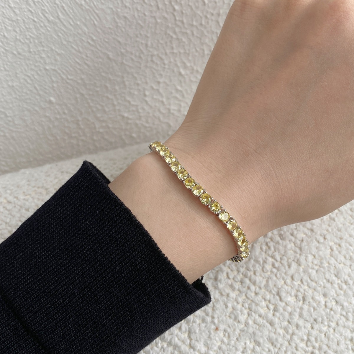 [Amore]Ornate Dazzling Round Cut Tennis Bracelet
