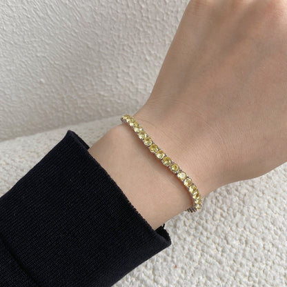 [Amore]Ornate Dazzling Round Cut Tennis Bracelet