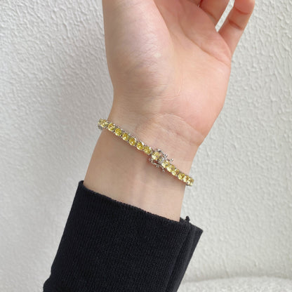 [Amore]Ornate Dazzling Round Cut Tennis Bracelet