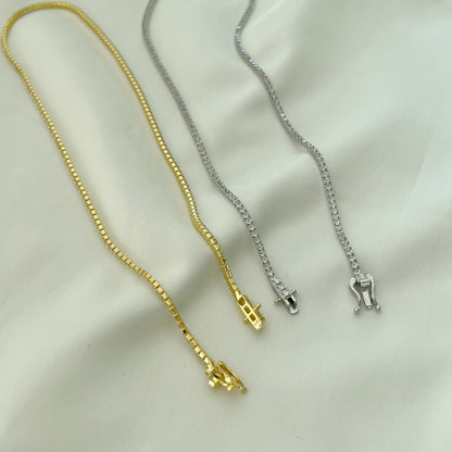 [Amore]Delicate Round Shape Tennis Necklace
