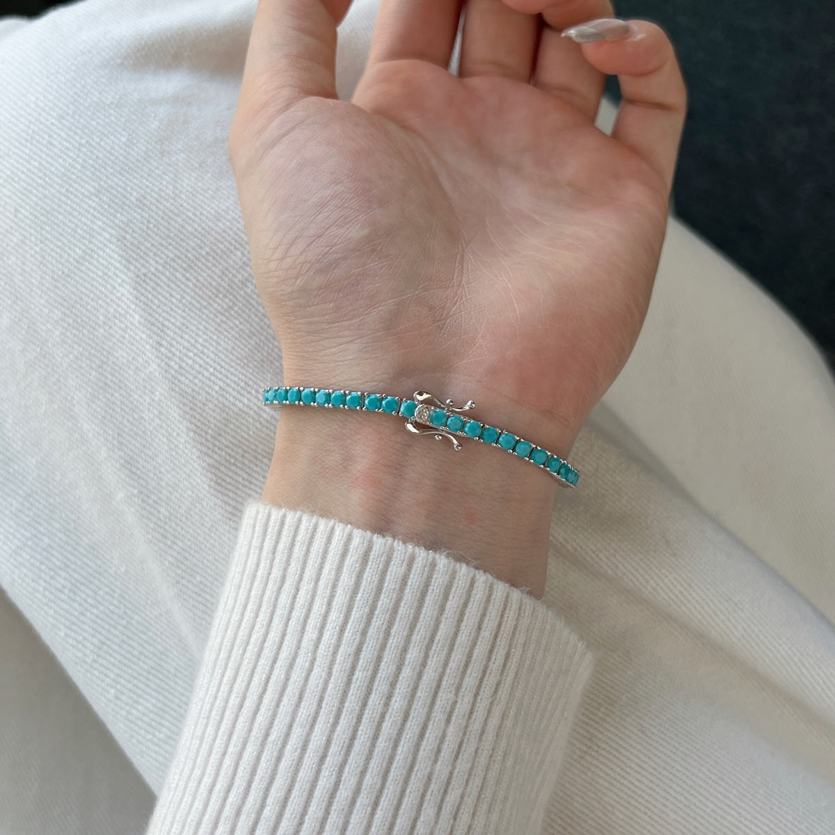 [Amore]Dainty Charming Round Cut Tennis Bracelet