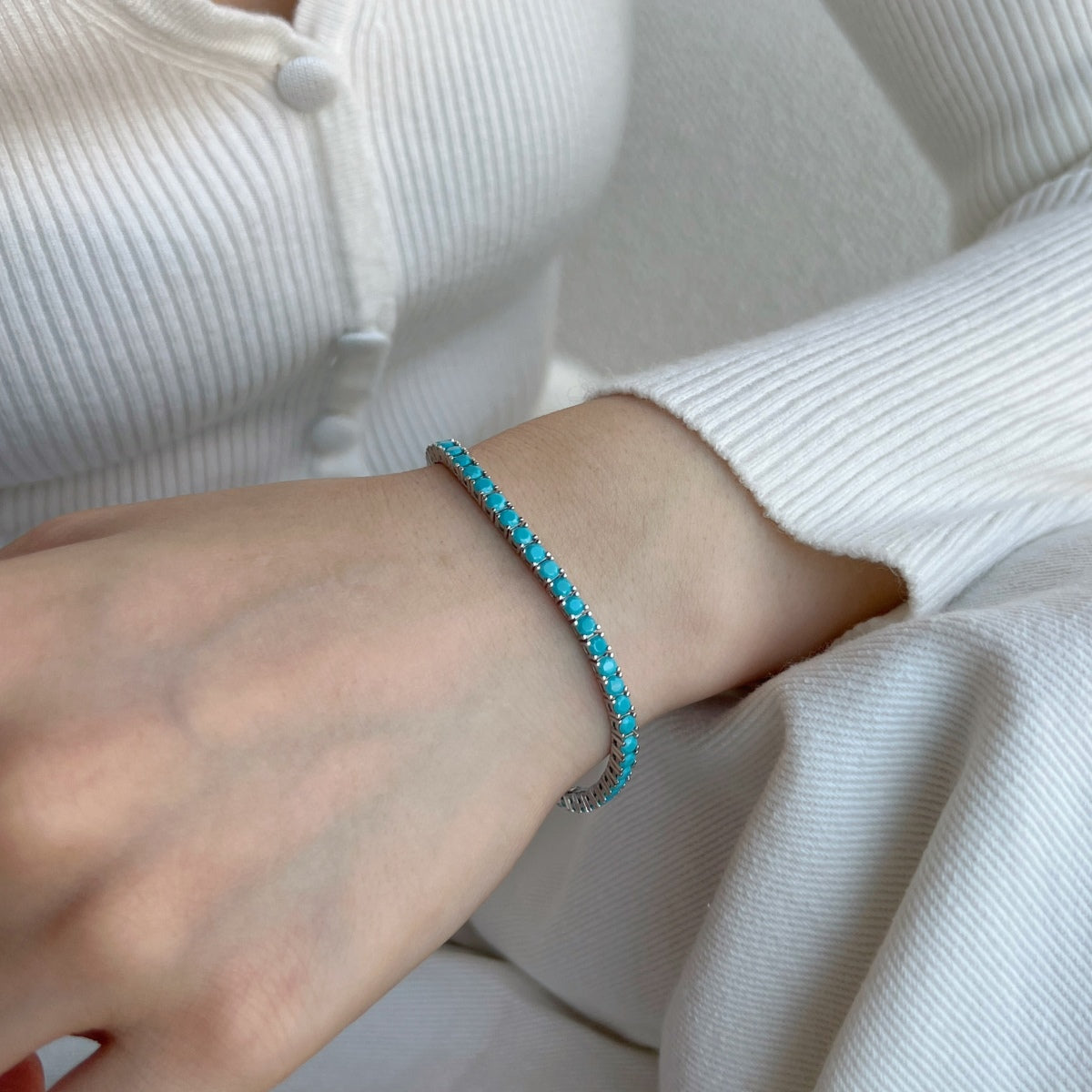 [Amore]Dainty Charming Round Cut Tennis Bracelet